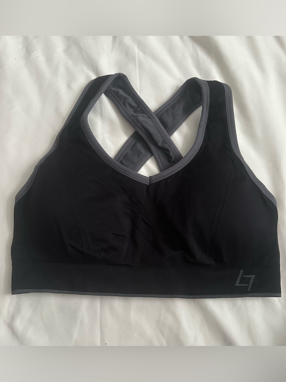 Black Sports Bra with Gray Trim - Lightweight Medium Support